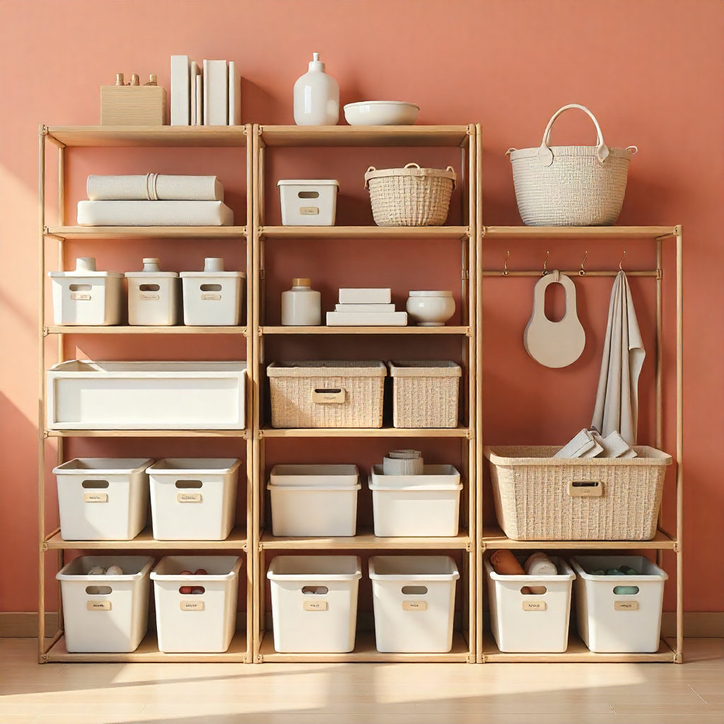 Professional organizing tools and storage solutions displayed neatly